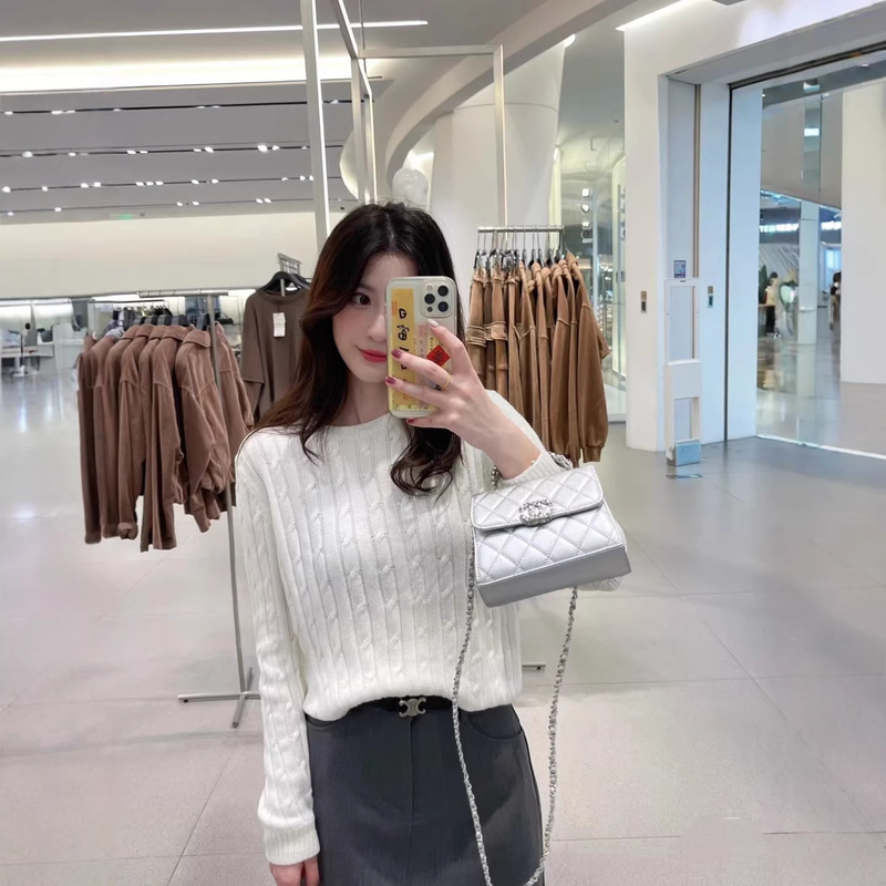 Original Label with Qr Code/Ralph Lauren Small Label Embroidered Round-Neck Knit Cable Sweater Autumn/Winter Casual Versatile Top for Women