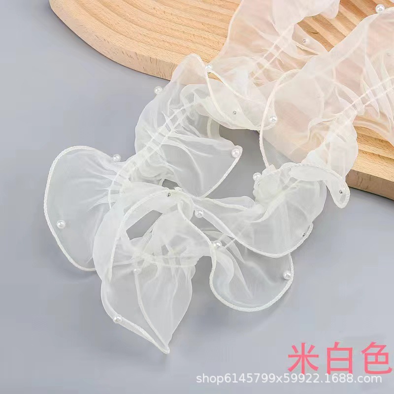 Hilo de borde de hojaldre de perlas, hilo de organza, hilo rizado plisado, textura popular, hilo ondulado, floristería, materiales florales