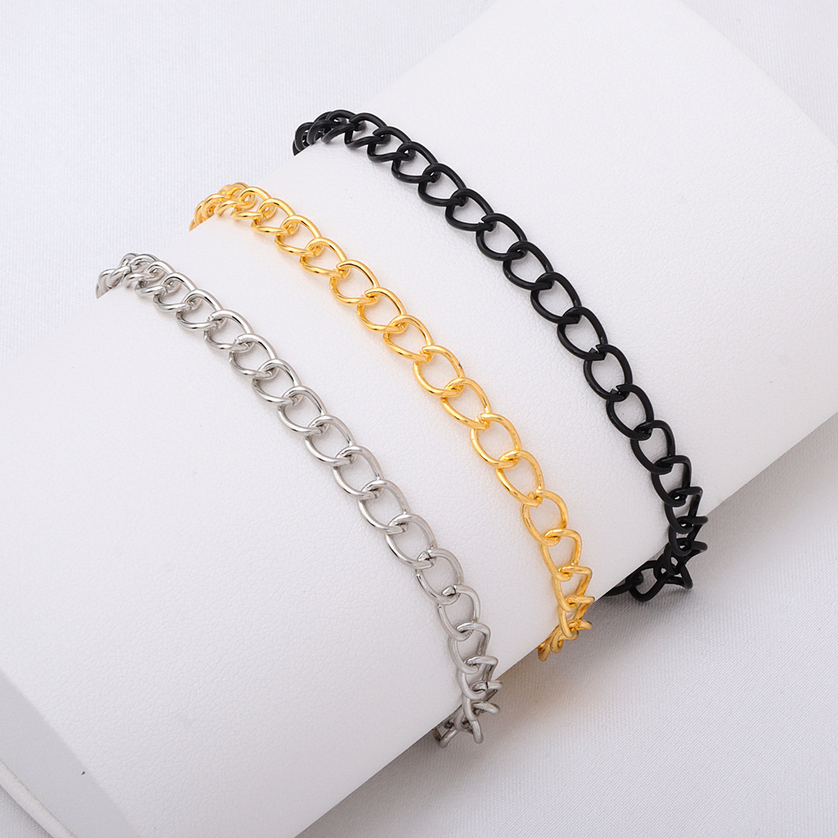 Cross-Border New Personalized Popular Jewelry Men's Genderless Style Chain Bracelet Simple Cold Style Cuban Chain Bracelet