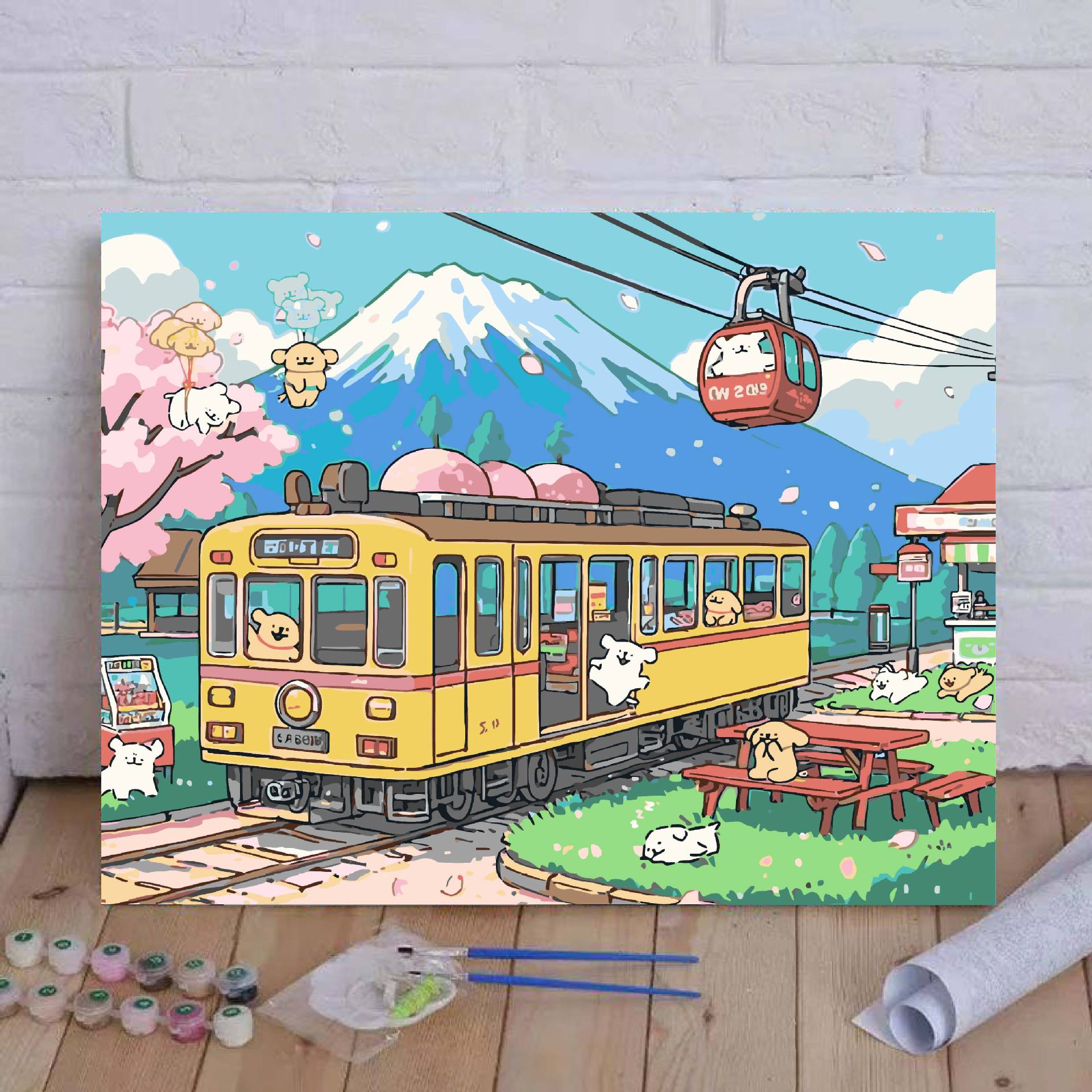 Líneas perros pinturas al óleo digital hechas a mano DIY pinturas de relleno encantadoras desencompresas pinturas al óleo de dibujos animados acrílicos pinturas colgantes pintadas a mano