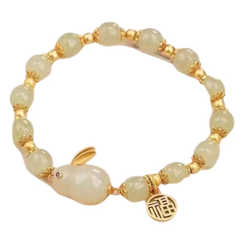 New Chinese Jade Rabbit Bracelet Women's ins Niche Design High-value Student Bracelet Girlfriend Antique Birthday