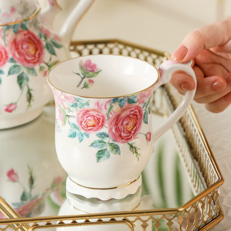 Ceramic afternoon tea contains rose, coffee dessert tea set, tableware