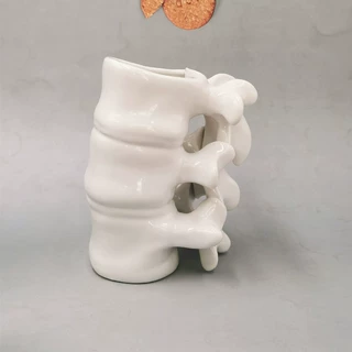 创意医学礼品马克杯定制日用陶瓷水杯脊柱骨架形状笔筒杯可印图案