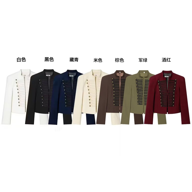 Cross-Border Wholesale Women's New Style Button-Decorated Slim-Fit Blazer with Shoulder Pads 4840798 Cross-Border Wholesale Women's New Style Button-Decorated Slim-Fit Blazer with Shoulder Pads 4840798