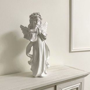 European Style White Girl Little Angel Ornaments Decorations American Style Resin Figure Statue Living Room Study Crafts