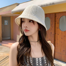 新款小香风网眼透气防晒帽子女夏季遮脸遮阳渔夫帽出游沙滩太阳帽
