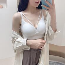 春夏新款可调节吊带棉纱背心一体式乳胶固定杯裹胸内搭美背抹胸女