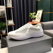 P家夏季现货蓝色真皮平跟休闲天然皮革低帮潮流鞋圆头百搭男鞋