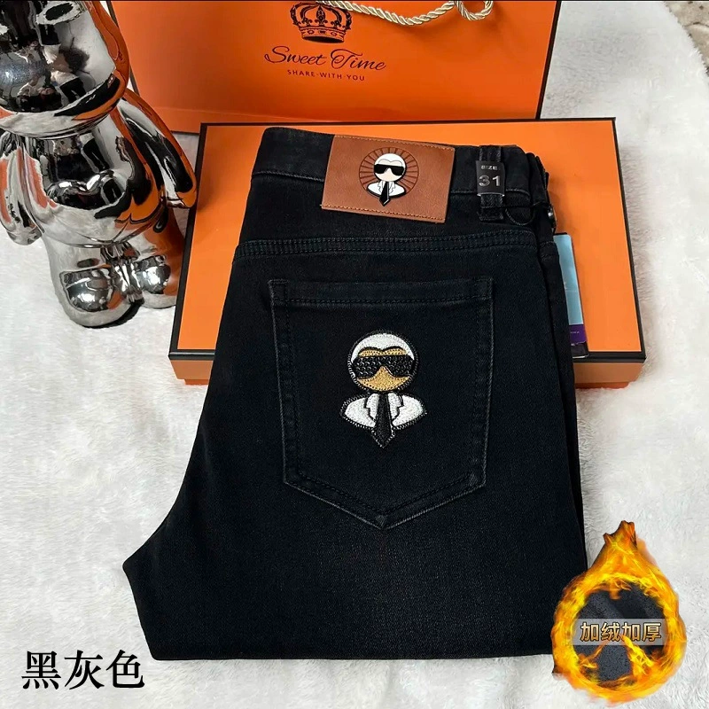 Galeries Lafayette весенне-летние мужские джинсы, всесезонные, европейские товары, легкая роскошь, модные мужские узкие джинсы с вышивкой