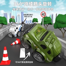 跨境军事模型益智玩具车越野警车旋转车顶可翻盖储物夹娃娃机