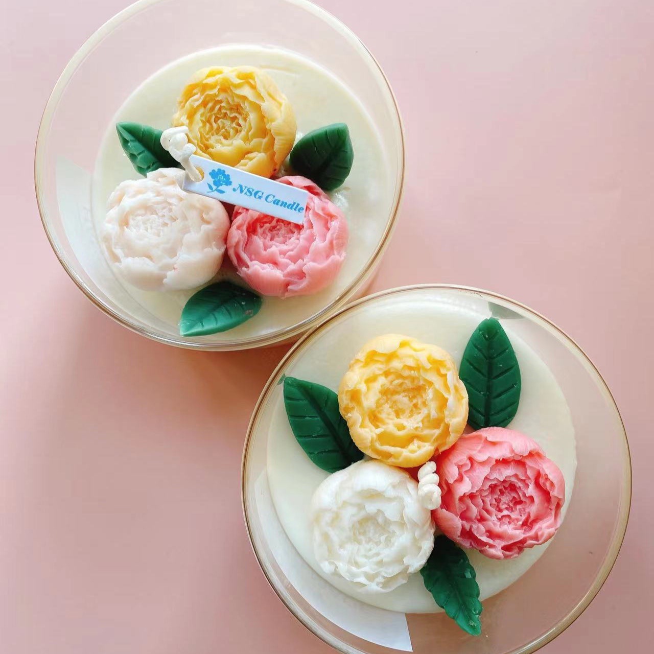 Diosa Festival Día DE LA Mujer Sansheng Flor Peonía Flor Taza romántica aromaterapia vela con regalo de la mano