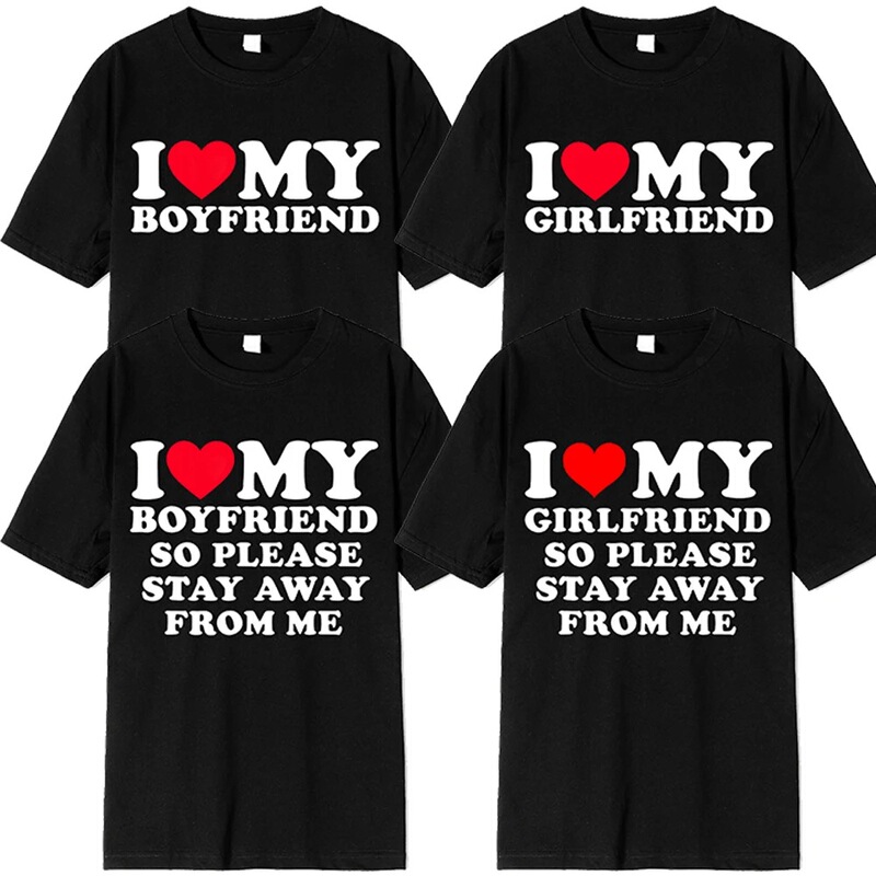 【European Size Cotton T-Shirt】I Love My Boyfriend's Clothes, I Love My Girlfriend's T-Shirt, Round Neck, Short Sleeve, Loose Fit 【European Size Cotton T-Shirt】I Love My Boyfriend's Clothes, I Love My Girlfriend's T-Shirt, Round Neck, Short Sleeve, Loose Fit