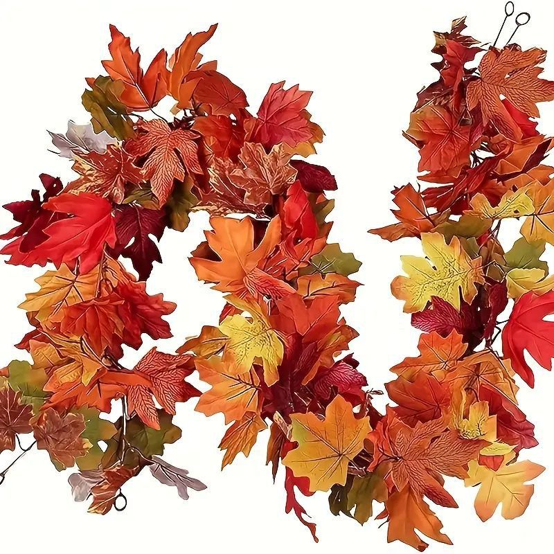 Simulation autumn maple leaf cross-border layout of European and American circulation rattan scenic maple leaf autumn simulation decoration maple leaf rattan