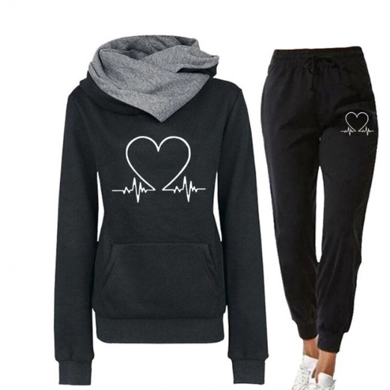 2023 cross-border men's and women's printed sweater suit autumn and winter pullover hoodie sports suit leisure jogging