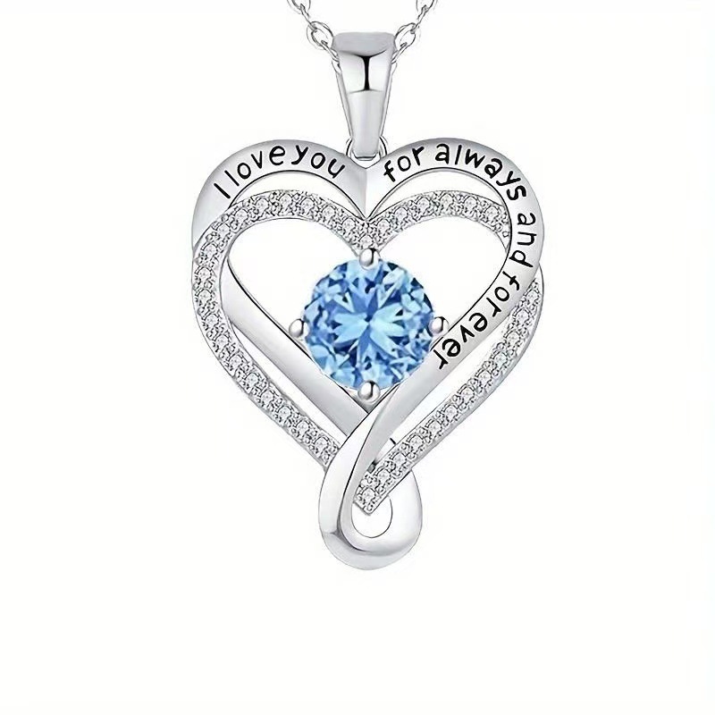 Cross-Border Hot-Selling European and American Fashion High-Quality Eternal Heart Double-Layer Love Necklace Holiday Gift Factory Direct Sale