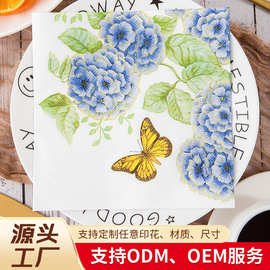跨境印花手帕纸巾小清新蝴蝶方巾纸日常家用加厚纸巾两层纸巾批发