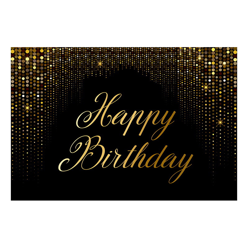 Nuevo cartel de cumpleaños de fondo de oro negro banner de tela fiesta de cumpleaños fiesta escena diseño decoraciones