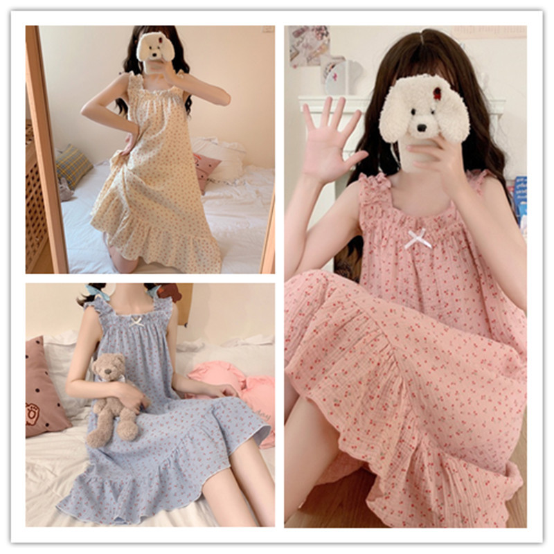 2023 verano suspender camisón puro deseo ins estilo pijamas de las mujeres delgada dulce suelta vestir prendas exteriores homewear vestido