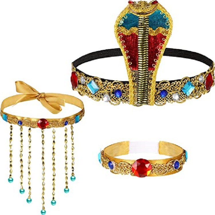 Halloween Cleopatra headwear ropa egipcia de las mujeres accesorios oro con cuentas diadema Faraón