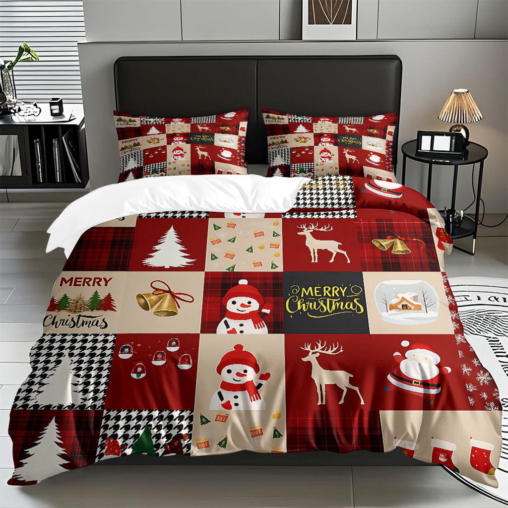 TEMU / JIT impresión digital transfronteriza HD Navidad pro piel suave colcha de cama kit para diseñar venta directa de fábrica