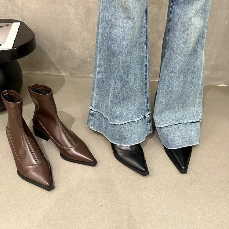 Escarpins à bout pointu ShoeVault pour femmes, nouveauté automne-hiver 2025, talon compensé, coupe ajustée, style européen et américain._voghion.com