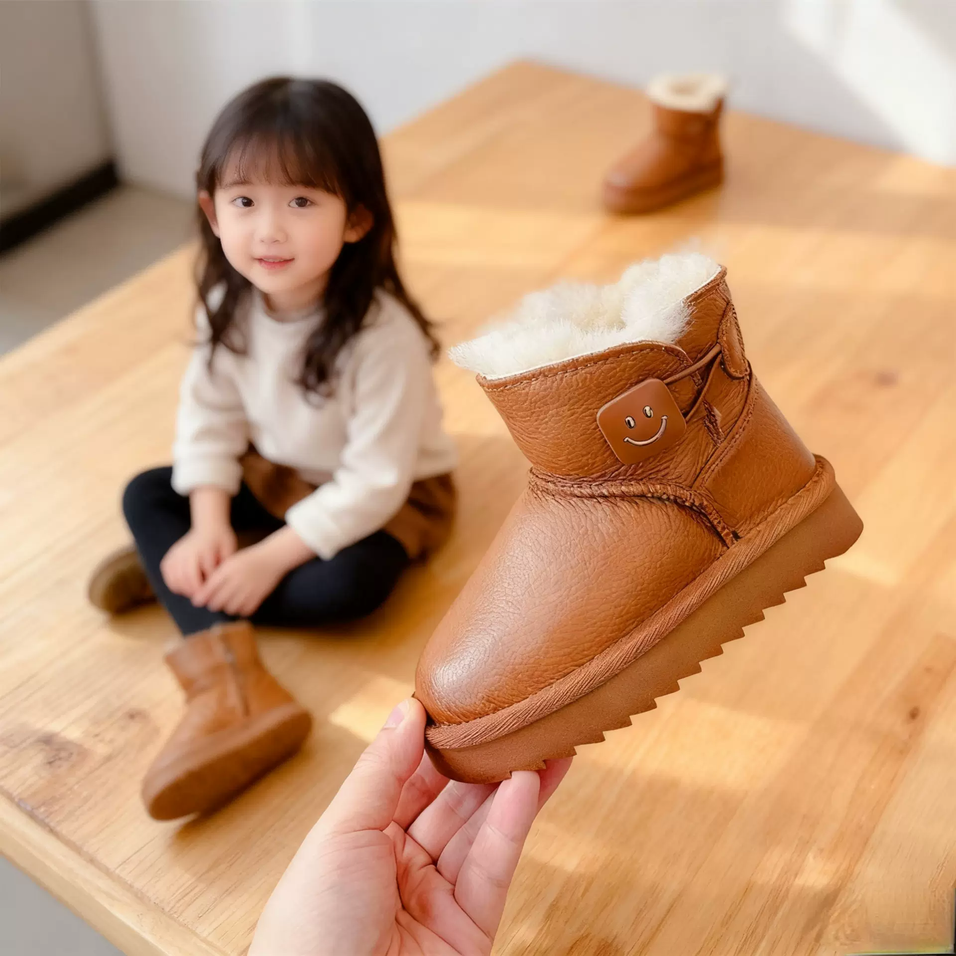 2025年冬季新款童鞋男童洋气百搭棉靴韩版加厚保暖女童防水雪地靴