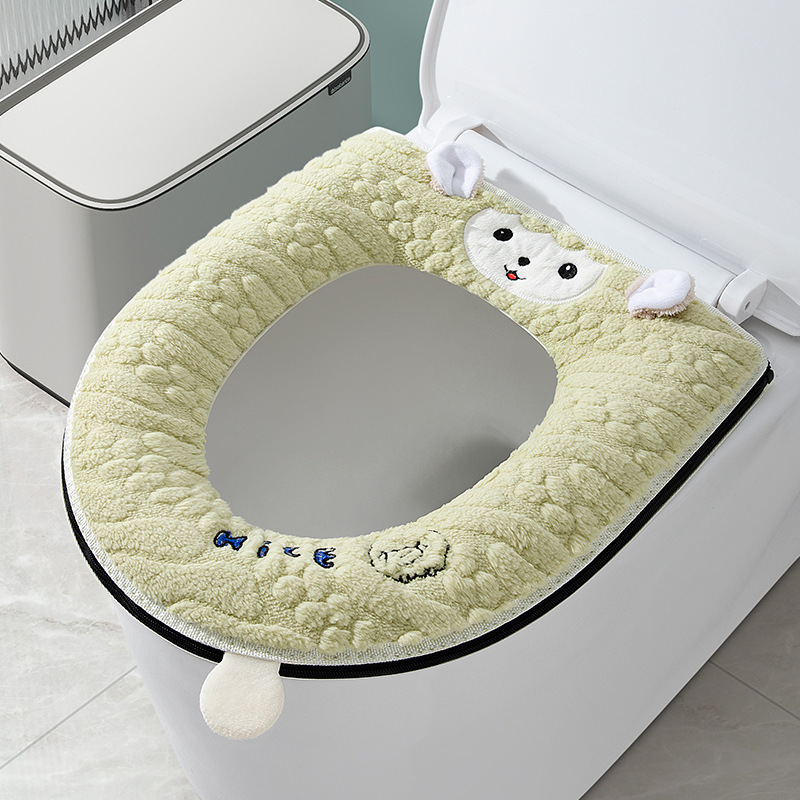 トイレットクッション冬は家庭用トイレファスナー式便座カバー防水四季通用トイレリングを厚くする|undefined