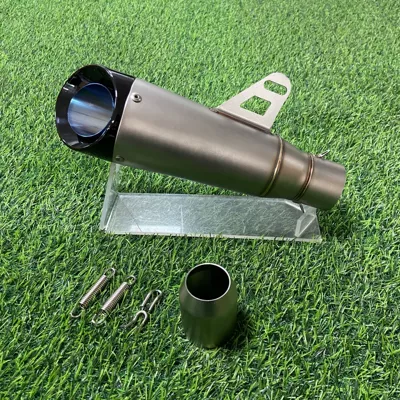 Motorcycle Exhaust Pipe Refitting SC Two-Layer Three-Layer Tail Section 321RR Race 800 250SR 450SR 250RR (Motorcycle exhaust pipe) - two-layers-of-titanium-blackhead-blue-tail-51mm