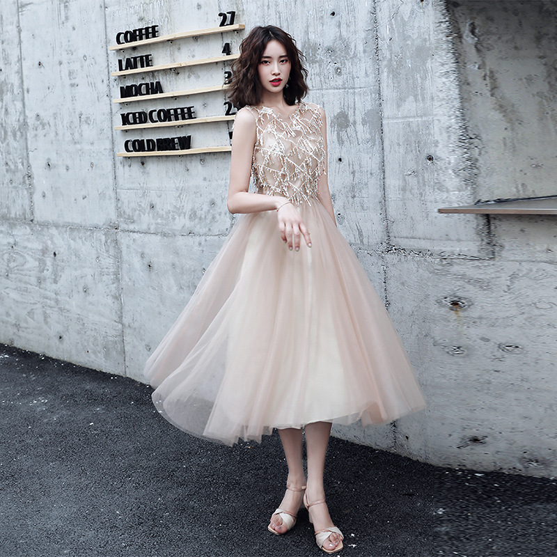 Fashionable Evening Dress for Women 2025 New Style Gold Sequin Banquet Slimming Look Elegant Lady Dress Spring and Summer