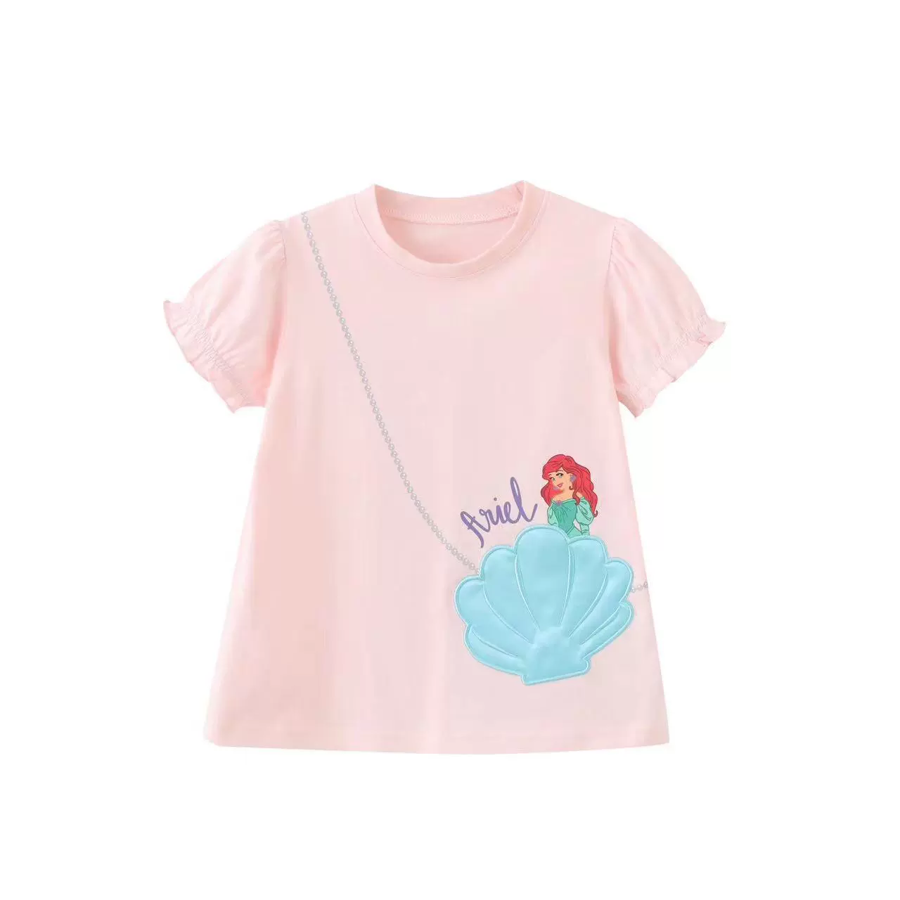 Japanese summer children's cotton three dimensional T-shirt for princess, with short sleeve, western style, with embroidery