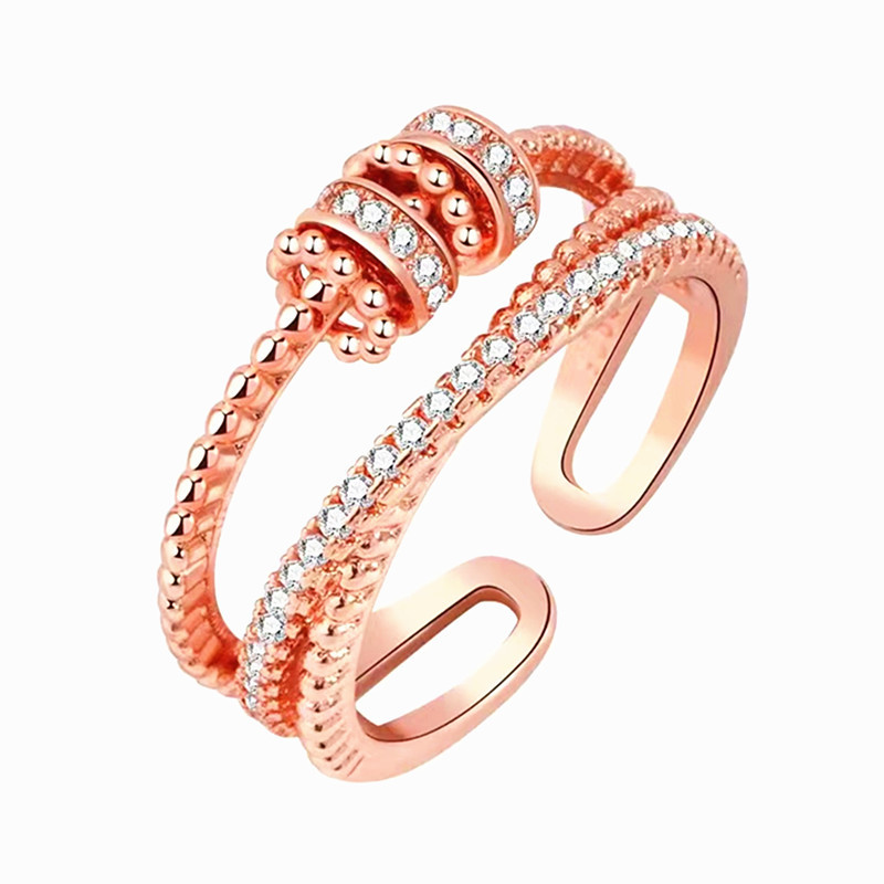 Fashion Geometric Copper Plating Zircon Open Ring