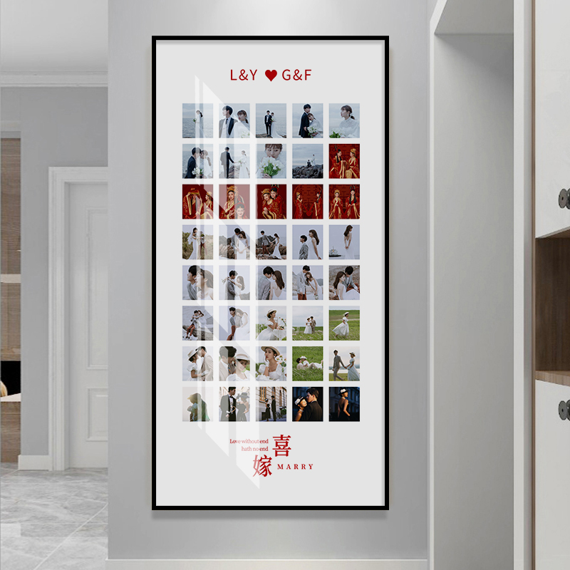 Wedding Photo Enlargement Wall Hanging Entrance Large Photo Frame Wall Hanging Appointment Production Photo Wall Multi-Square Grids Customization Time