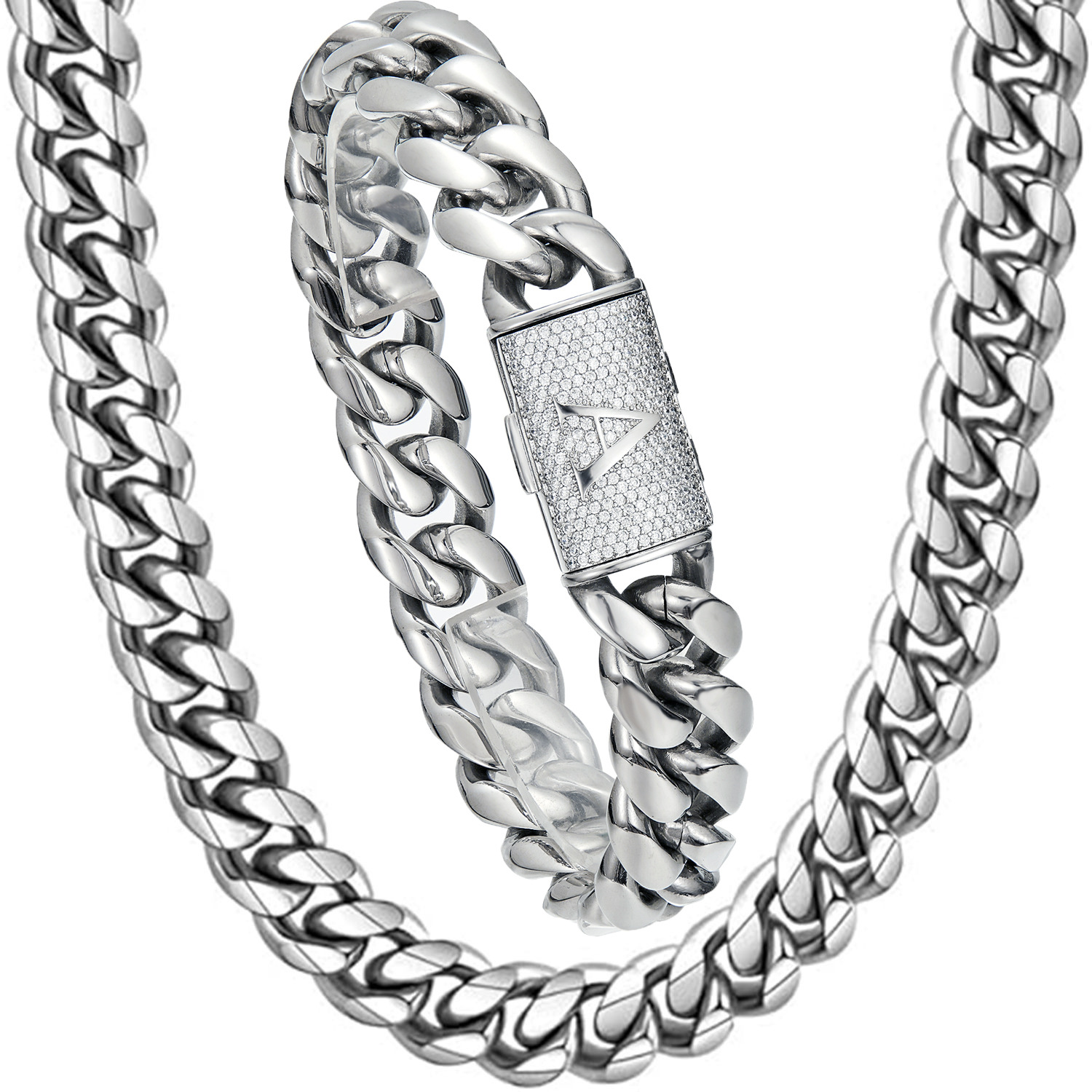 Thin necklace stainless steel with letters