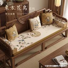 批发新中式棕色沙发垫红木家具坐垫科技布实木椅子垫罗汉床垫海绵