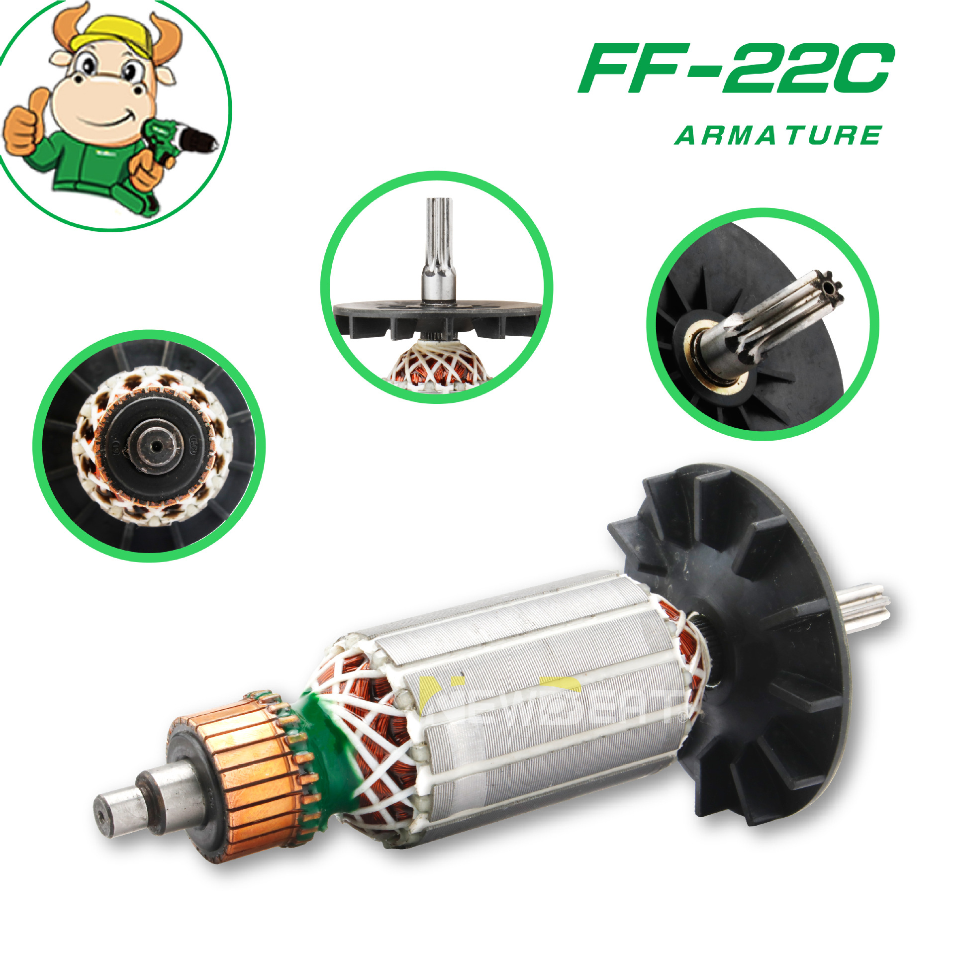 跨境电动工具配件电动扳手配件转子FF-22C铜线电机跨境热销
