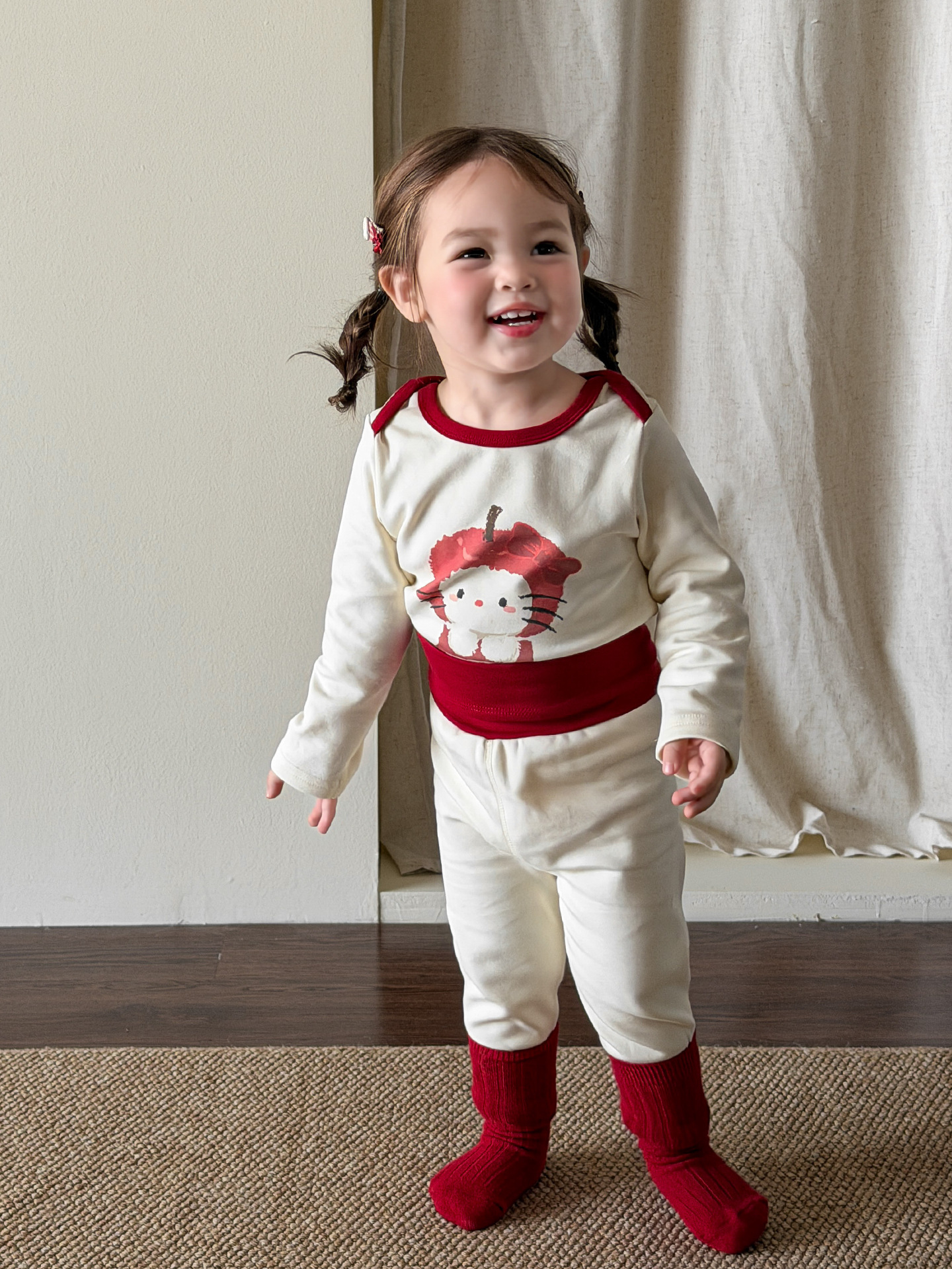 Sugar Pear ropa infantil pijama infantil ropa de invierno bebé ropa de hogar set A algodón sin costuras chaqueta de otoño de niñas