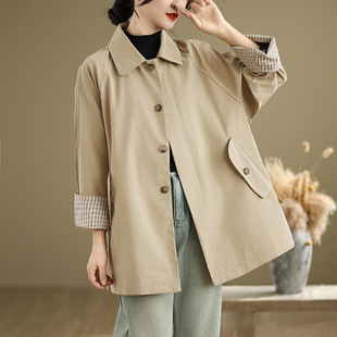 2025 New Workwear Windbreaker Jacket Women's Loose Korean Style Mid-Length High-End Casual Top