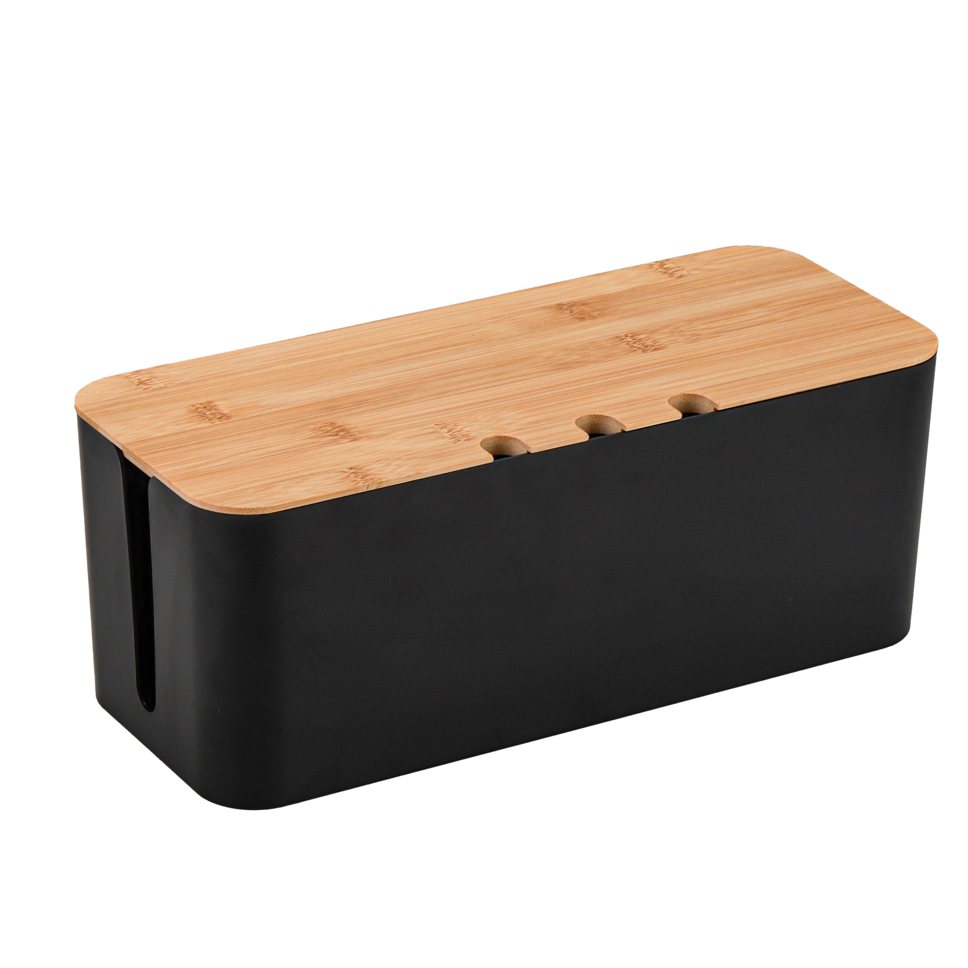 Caja de almacenamiento de alambre Placa de enchufe caja de gestión de cable de escritorio caja de cable organizador caja de almacenamiento de enchufe de madera