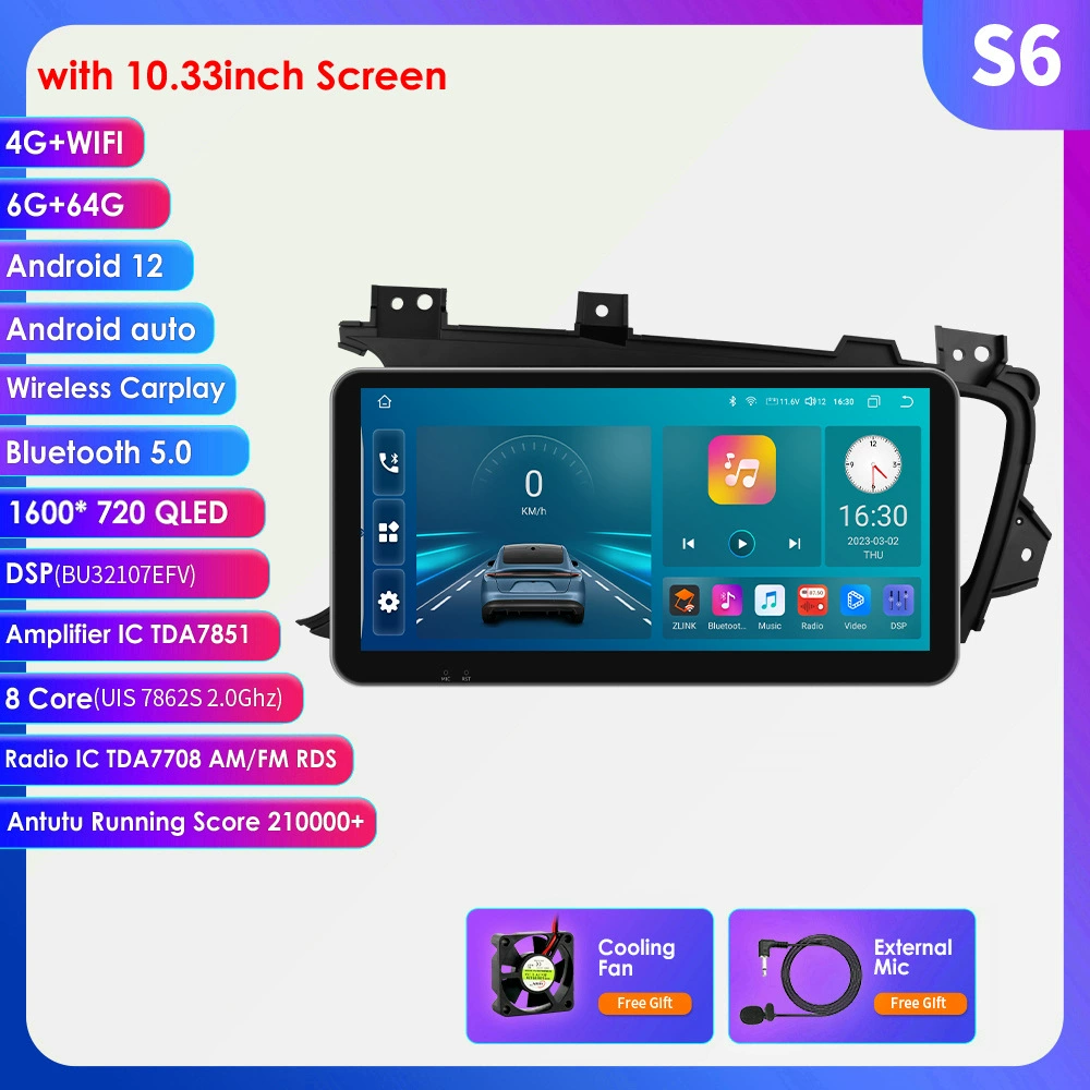 Экран 10,33 дюйма подходит для навигатора K5 Optima Android с беспроводным CarPlay