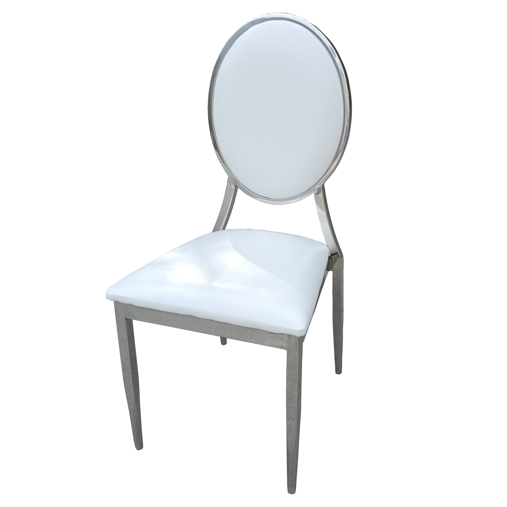 Sillas de comedor de acero inoxidable de Guangdong, sillas para banquetes, hoteles y bodas, sillas apilables con respaldo, taburetes de exterior de lujo ligero