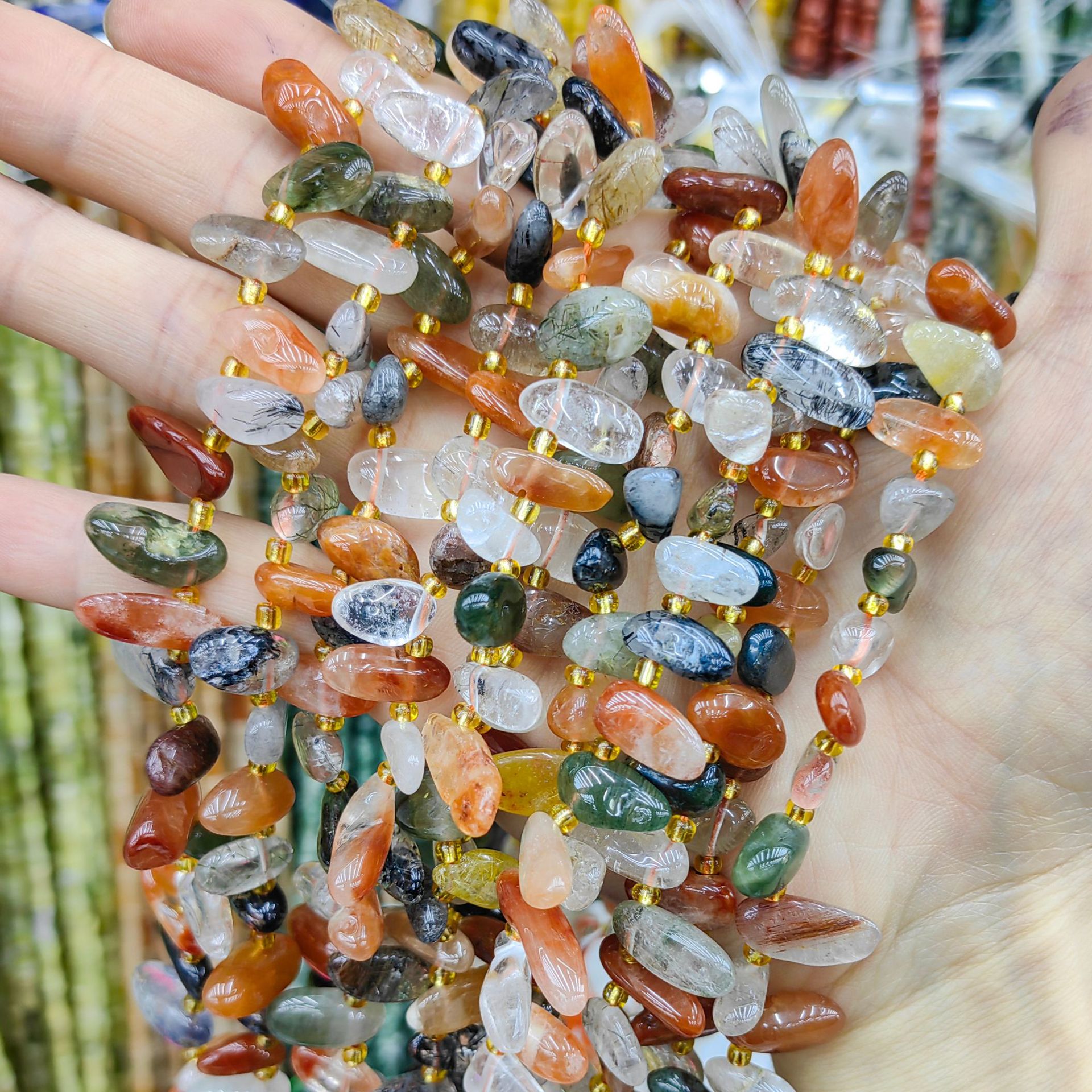 Piedra natural cristal piedra triturada amorfa agujeros laterales heterogéneos semiacabados joyería DIY perlas al por mayor