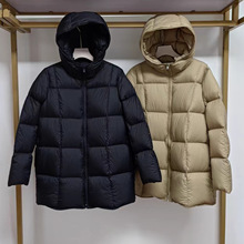 【商场同款】2025冬季新款经典百搭豆腐块羽绒服女中长款宽松显瘦