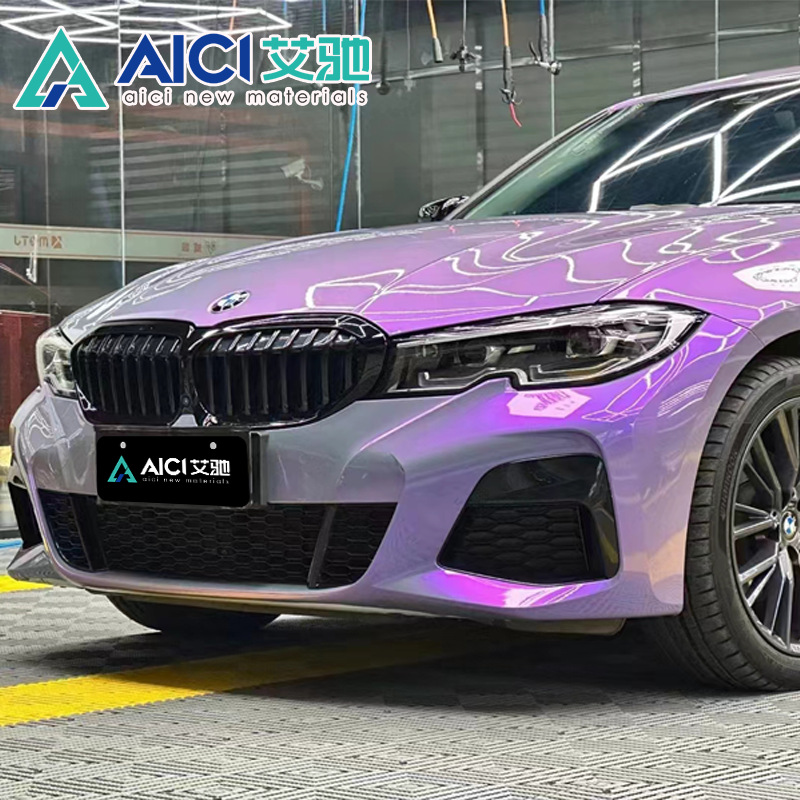 Tpu Magic Gray and Purple Car Color Change Film, High-Definition Gradient Dual-Color Hydrophobic Anti-Stain Easy-To-Clean Scratch Self-Repairing