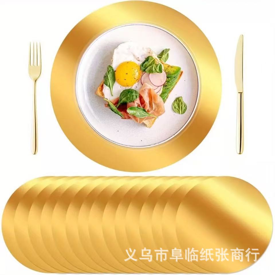 跨境热销餐具彩色圆片复古圆盘多色餐盘垫披萨西餐浅盘自助餐盘垫