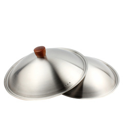 New ecological all-steel lid, thickened stainless steel pot lid, sanded steel lid with wok lid, wooden pot twist