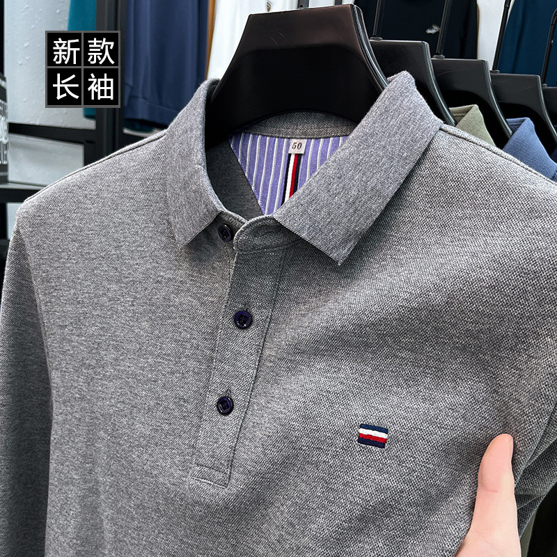 2024 New Embroidered Miniscuit Autumn Contrast Lapel Polo Shirt Breathable Cotton Long Sleeve T-Shirt Men's Top 2024 New Embroidered Miniscuit Autumn Contrast Lapel Polo Shirt Breathable Cotton Long Sleeve T-Shirt Men's Top
