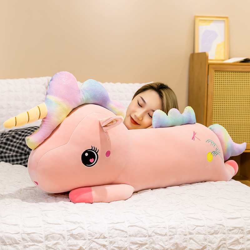 Muñeca de unicornio juguete de peluche de dibujos animados para niñas almohada grande regalo para niños para acompañar el logotipo de procesamiento de muñecas