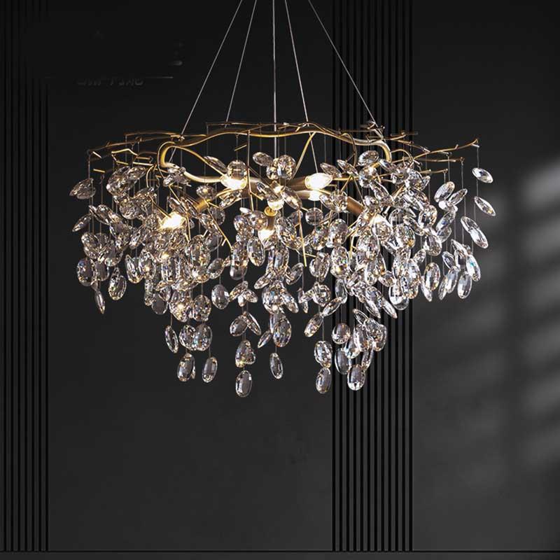 【星雨】创意水晶灯法式轻奢客厅吊灯后现代个性全铜树枝餐厅灯具