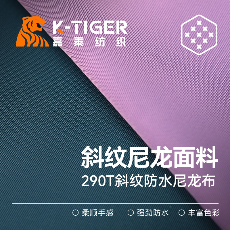 290t Encrypted Twill Nylon Fabric 100*200D Water-Repellent Pu Coating Smooth and Delicate Nylon Bag Fabric