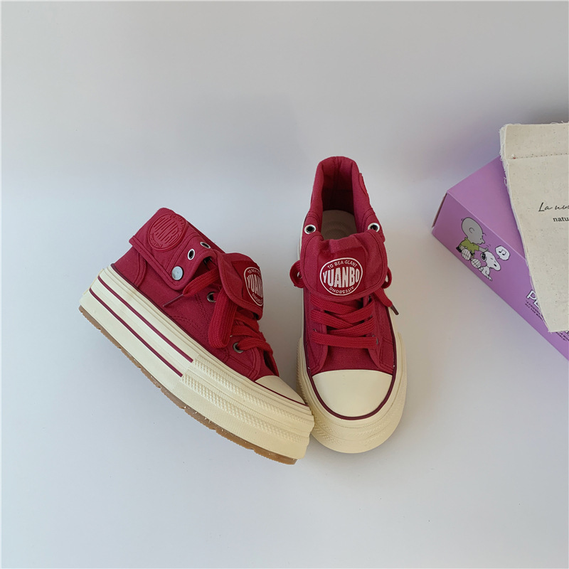 Yuanbo dos zapatos de lona de alto impacto de suela gruesa para mujeres 2025 nuevos zapatos blancos de nicho diseñados zapatos casuales image 7